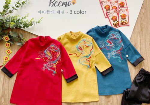SET ÁO DÀI VAI THÊU RỒNG